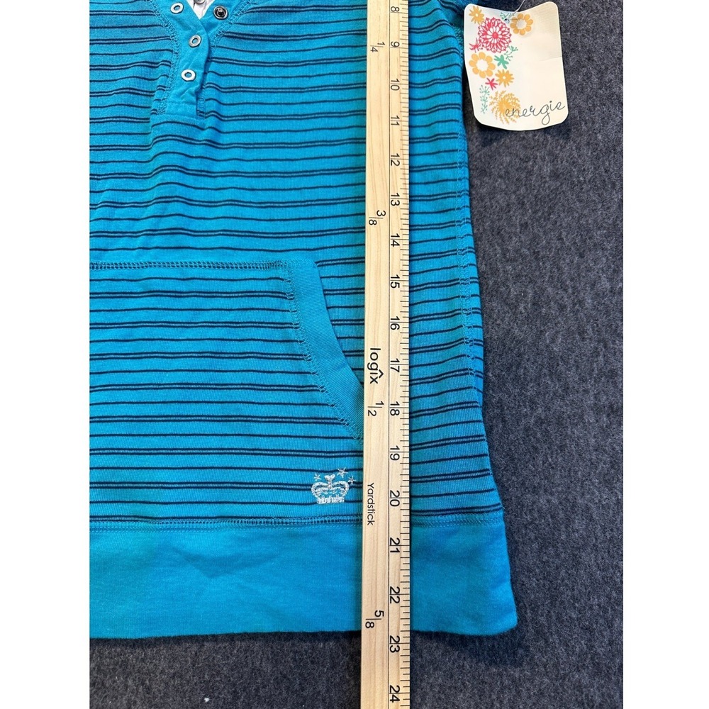 NWT Y2K Energie Striped Henley Top SS Kangaroo Pocket Junior Large Bella Swan - Picture 8 of 16